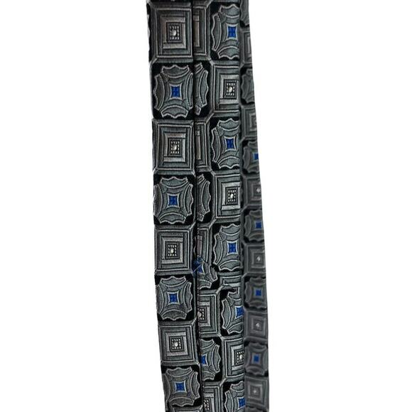 Jos Joseph A Bank Signature Collection Mens Gray Blue 100% Silk Tie Necktie 3.5" - Picture 10 of 16